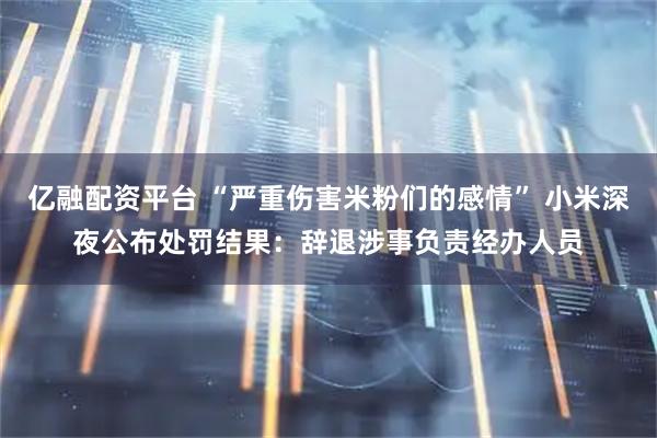 亿融配资平台 “严重伤害米粉们的感情” 小米深夜公布处罚结果：辞退涉事负责经办人员